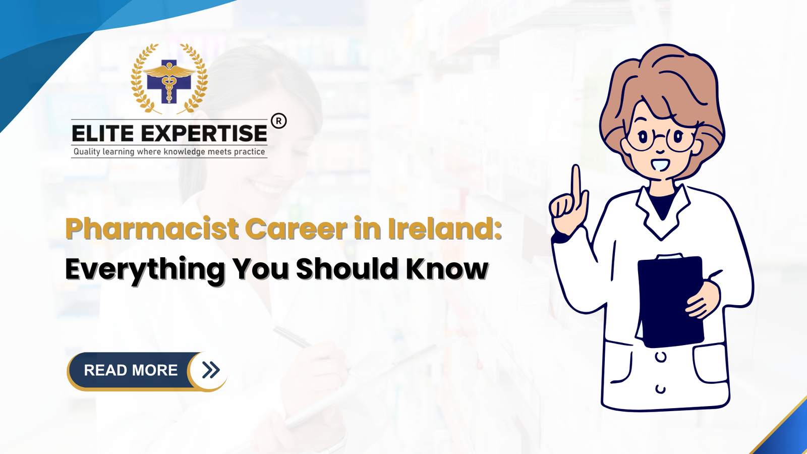 nternational pharmacist standing outside an Irish pharmacy showcasing career opportunities in Ireland